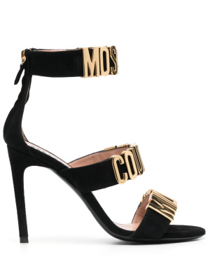 

Logo-lettering leather sandals, Moschino Logo-lettering leather sandals