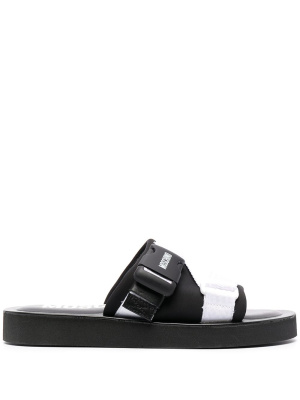 

Logo-print slides, Moschino Logo-print slides