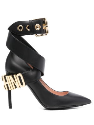 

Logo-lettering leathere pumps, Moschino Logo-lettering leathere pumps
