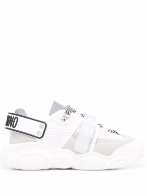 

Logo-tape detail lace-up sneakers, Moschino Logo-tape detail lace-up sneakers