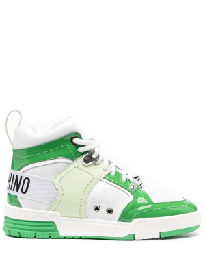 

Logo-tape high-top sneakers, Moschino Logo-tape high-top sneakers