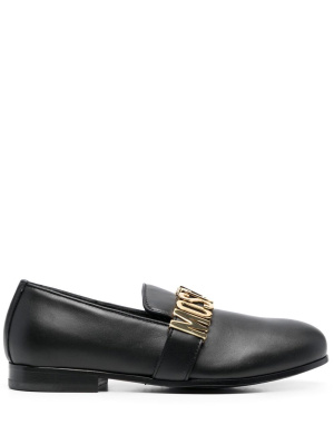 

Logo-plaque leather loafers, Moschino Logo-plaque leather loafers