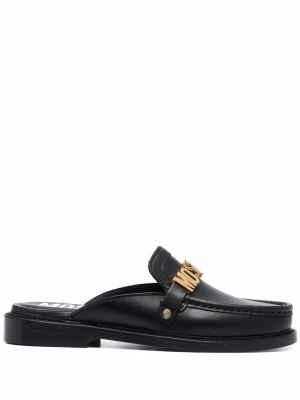 

Logo-lettering leather mules, Moschino Logo-lettering leather mules