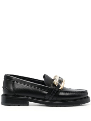 

Logo-plaque leather loafers, Moschino Logo-plaque leather loafers