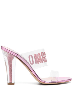 

110mm logo-print mules, Moschino 110mm logo-print mules