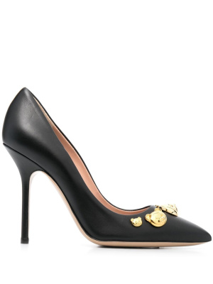 

110mm logo-plaque leather pumps, Moschino 110mm logo-plaque leather pumps