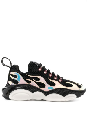 

Flame-effect lace-up sneakers, Moschino Flame-effect lace-up sneakers