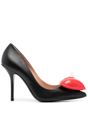 

100mm heart-detail leather pumps, Moschino 100mm heart-detail leather pumps