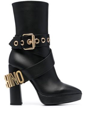 

Logo-plaque boots, Moschino Logo-plaque boots