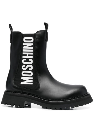 

Logo-print calf-lenght boots, Moschino Logo-print calf-lenght boots