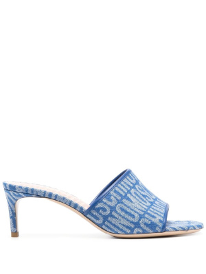 

Logo-pattern heeled mules, Moschino Logo-pattern heeled mules