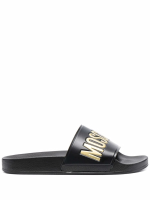 

Raised logo pool slides, Moschino Raised logo pool slides