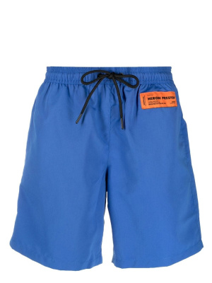 

Logo-patch drawstring swim shorts, Heron Preston Logo-patch drawstring swim shorts