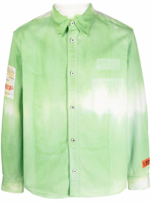 

Tie-dye logo-patch shirt jacket, Heron Preston Tie-dye logo-patch shirt jacket