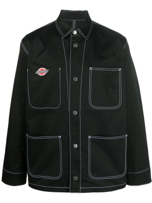 

Contrast-stitch detail shirt jacket, Heron Preston Contrast-stitch detail shirt jacket