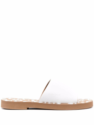 

Embossed-logo leather slippers, See by Chloé Embossed-logo leather slippers