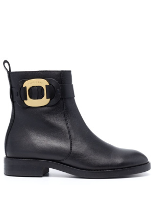 

Logo-plaque leather boots, See by Chloé Logo-plaque leather boots