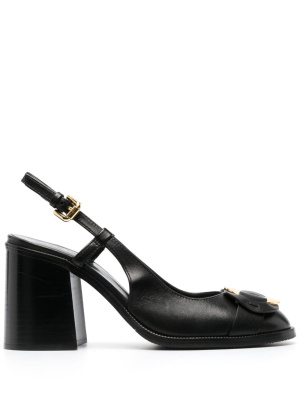 

90mm logo-engraved slingback pumps, See by Chloé 90mm logo-engraved slingback pumps