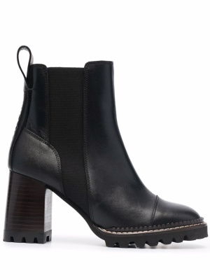 

Block-heel leather ankle boots, See by Chloé Block-heel leather ankle boots