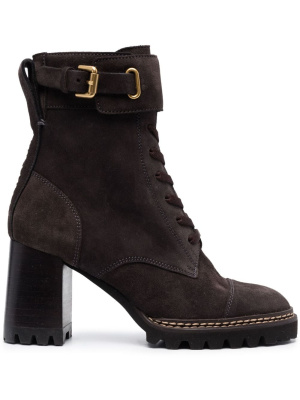 

80mm lace-up leather boots, See by Chloé 80mm lace-up leather boots