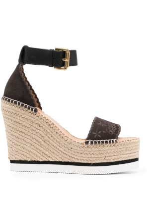 

Embroidered-strap wedge sandals, See by Chloé Embroidered-strap wedge sandals