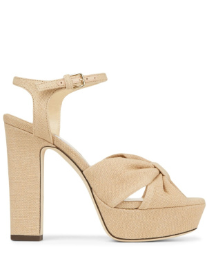 

Heloise 120 linen platform sandals, Jimmy Choo Heloise 120 linen platform sandals