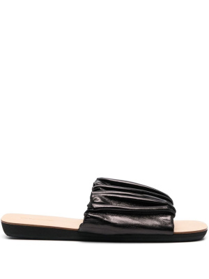 

Leather gathered-detail slides, Jil Sander Leather gathered-detail slides