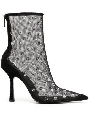 

Crystal-logo mesh boots, Alexander Wang Crystal-logo mesh boots
