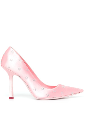 

Delphine 105mm crystal-logo pumps, Alexander Wang Delphine 105mm crystal-logo pumps