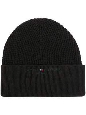 

Embroidered-logo ribbed beanie, Tommy Hilfiger Embroidered-logo ribbed beanie