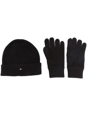 

Embroidered-logo beanie and gloves set, Tommy Hilfiger Embroidered-logo beanie and gloves set