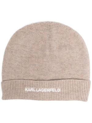 

Embroidered-logo ribbed knit beanie, Karl Lagerfeld Embroidered-logo ribbed knit beanie