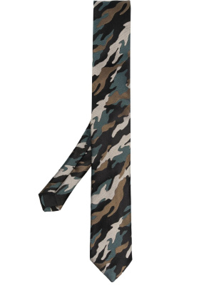 

Camouflage-print silk tie, Karl Lagerfeld Camouflage-print silk tie