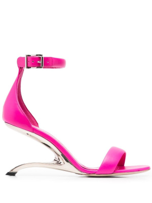 

Sculpted-heel leather sandals, Alexander McQueen Sculpted-heel leather sandals