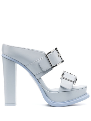 

120mm leather platform mules, Alexander McQueen 120mm leather platform mules