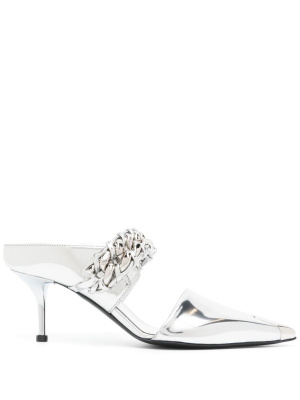 

70mm leather chain-link mules, Alexander McQueen 70mm leather chain-link mules