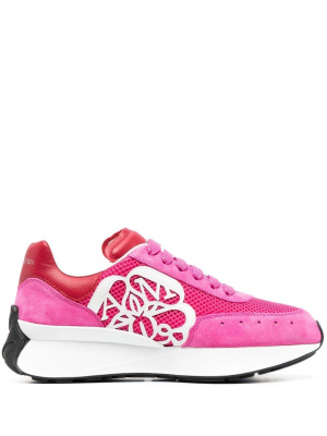 

Leather logo-print lace-up sneakers, Alexander McQueen Leather logo-print lace-up sneakers