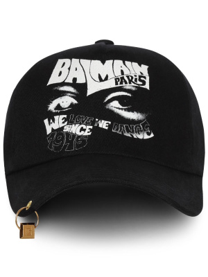 

Pierced cotton printed cap, Balmain Pierced cotton printed cap