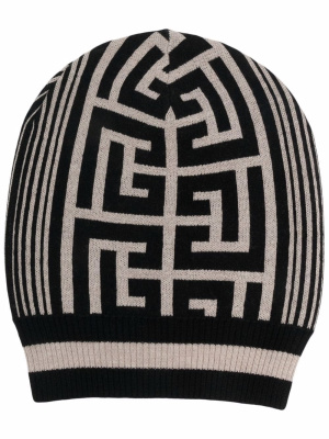 

Graphic print merino wool hat, Balmain Graphic print merino wool hat