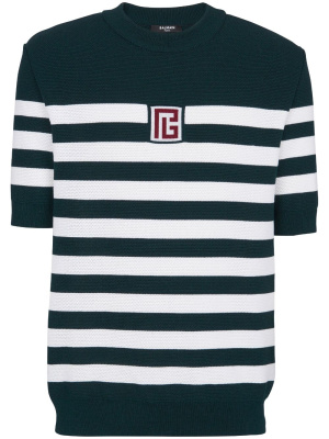 

Embroidered-logo wool T-shirt, Balmain Embroidered-logo wool T-shirt