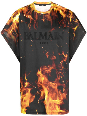 

Flame-print cotton T-shirt, Balmain Flame-print cotton T-shirt