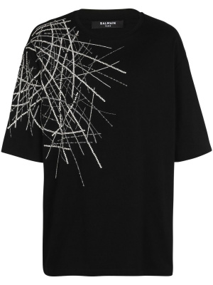 

Crystal-embellished cotton T-shirt, Balmain Crystal-embellished cotton T-shirt