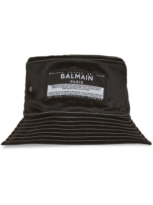 

Logo-patch silk bucket hat, Balmain Logo-patch silk bucket hat