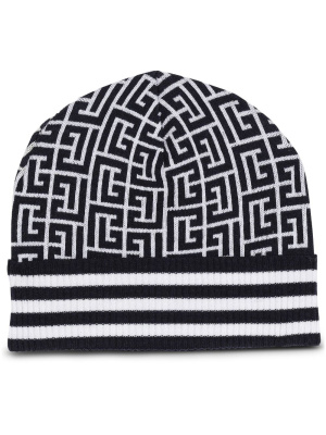 

Logo-jacquard wool beanie, Balmain Logo-jacquard wool beanie