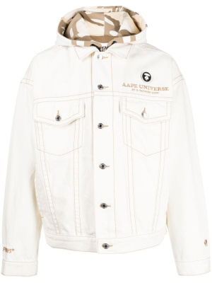 

Logo-embroidered denim jacket, AAPE BY *A BATHING APE® Logo-embroidered denim jacket