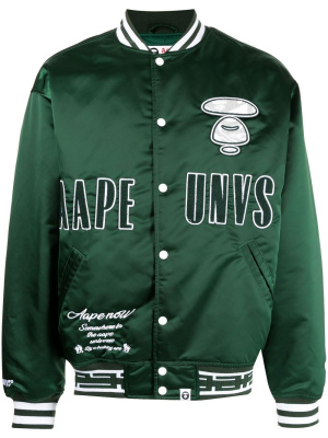 

Logo-print satin bomber jacket, AAPE BY *A BATHING APE® Logo-print satin bomber jacket