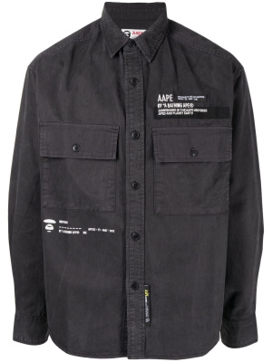 

Logo-embroidered cargo shirt, AAPE BY *A BATHING APE® Logo-embroidered cargo shirt