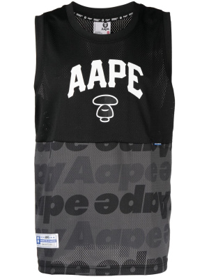 

Logo-patch perforated tank top, AAPE BY *A BATHING APE® Logo-patch perforated tank top