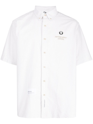 

Striped logo-patch cotton shirt, AAPE BY *A BATHING APE® Striped logo-patch cotton shirt