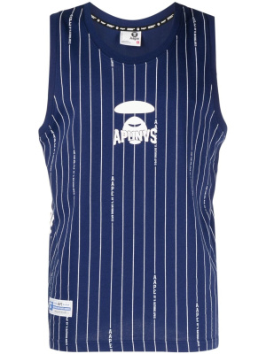 

Logo-print striped cotton tank, AAPE BY *A BATHING APE® Logo-print striped cotton tank